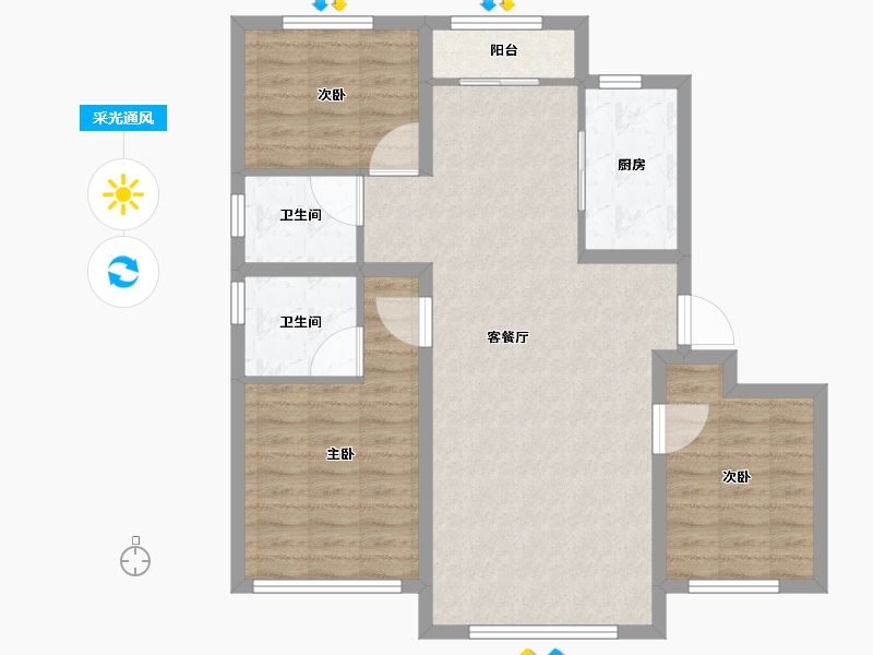 黑龙江省-佳木斯市-融创·冰雪影都-90.14-户型库-采光通风