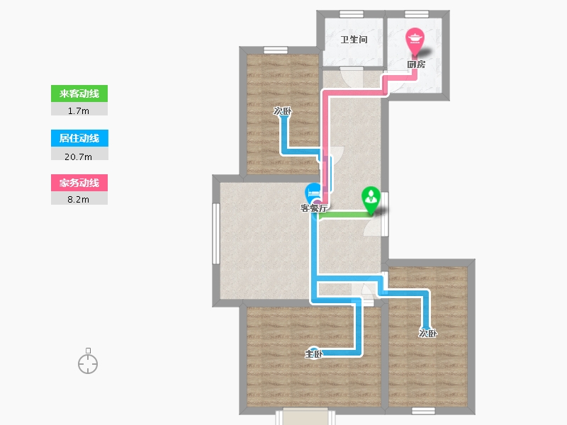 辽宁省-抚顺市-滨江景苑-75.54-户型库-动静线