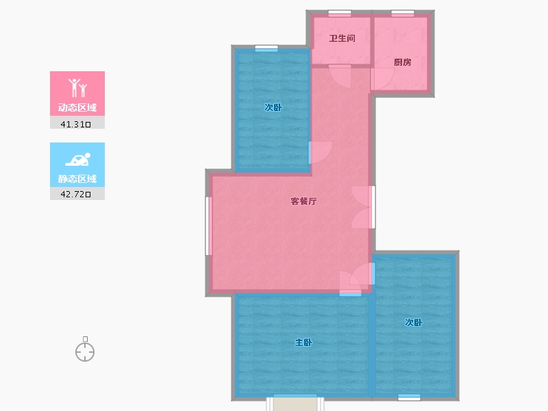 辽宁省-抚顺市-滨江景苑-75.54-户型库-动静分区