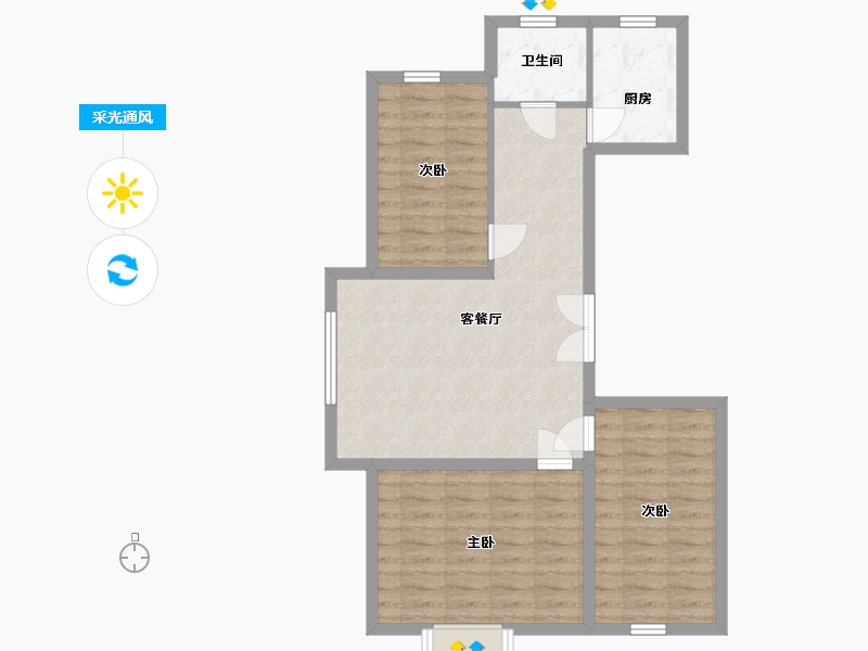 辽宁省-抚顺市-滨江景苑-75.54-户型库-采光通风