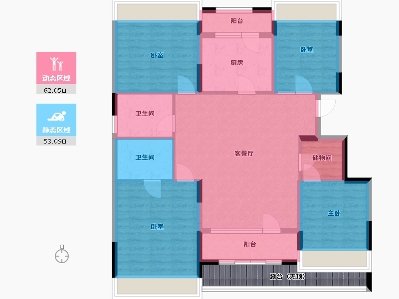 辽宁省-辽阳市-保利大河源著-112.28-户型库-动静分区