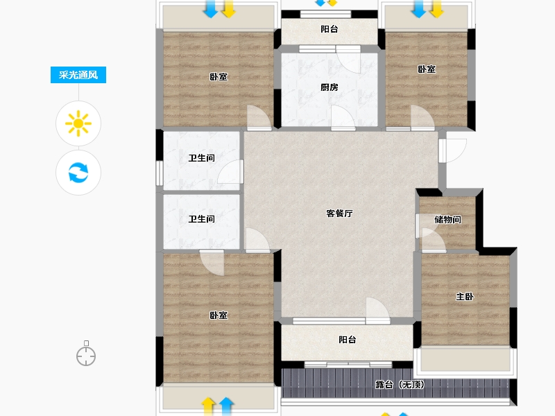 辽宁省-辽阳市-保利大河源著-112.28-户型库-采光通风