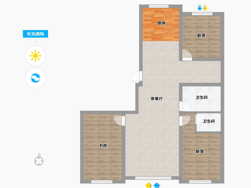 吉林省-四平市-星源城湖语墅-101.51-户型库-采光通风