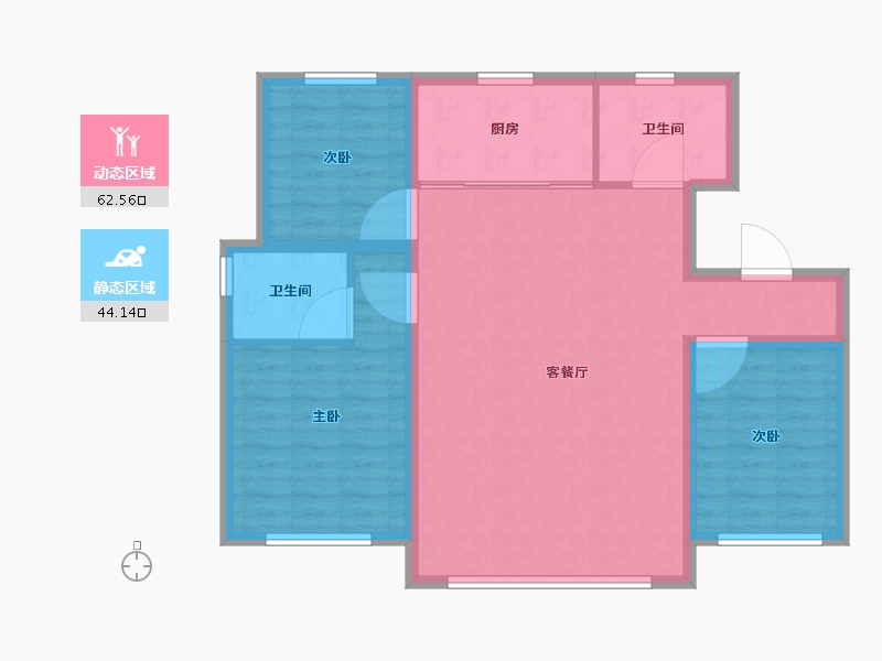 黑龙江省-佳木斯市-融创·冰雪影都-97.00-户型库-动静分区