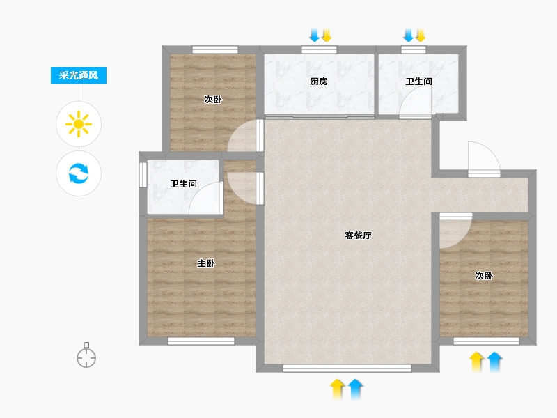 黑龙江省-佳木斯市-融创·冰雪影都-97.00-户型库-采光通风