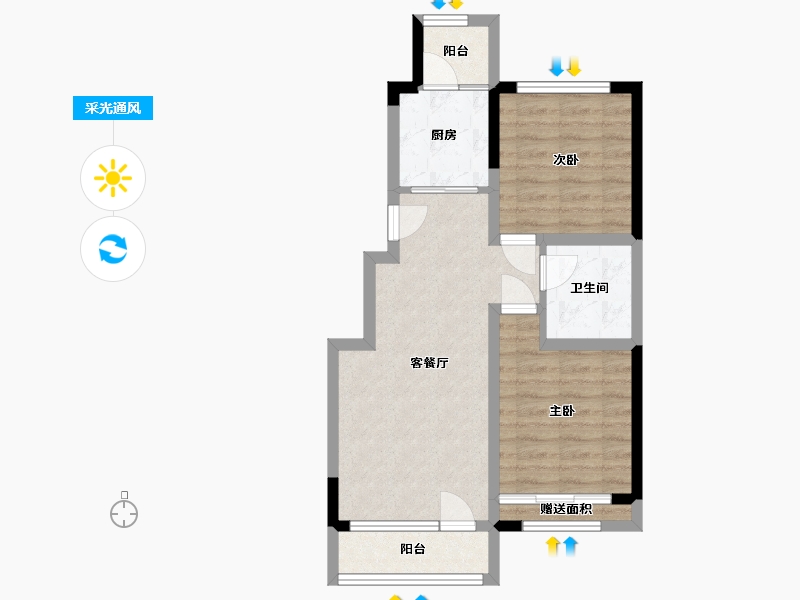 辽宁省-营口市-普罗旺斯-58.35-户型库-采光通风