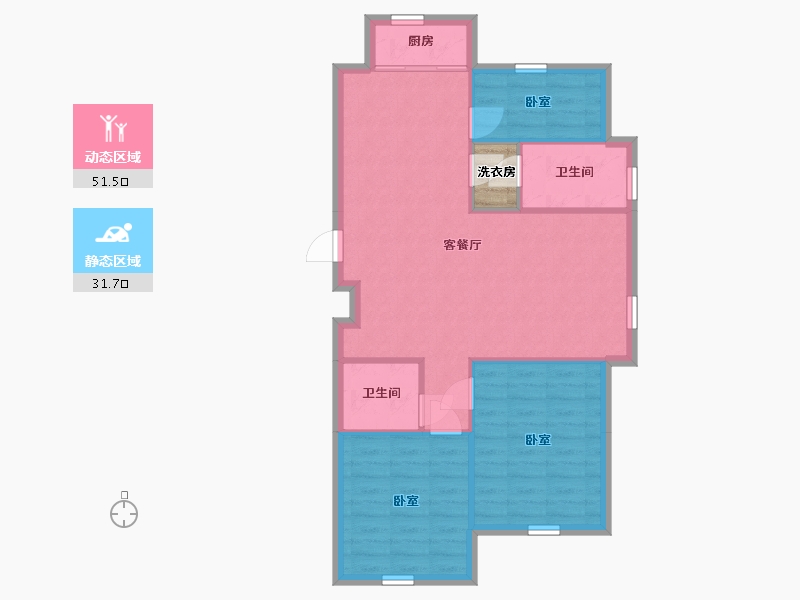 辽宁省-丹东市-红星·港城学府-77.82-户型库-动静分区