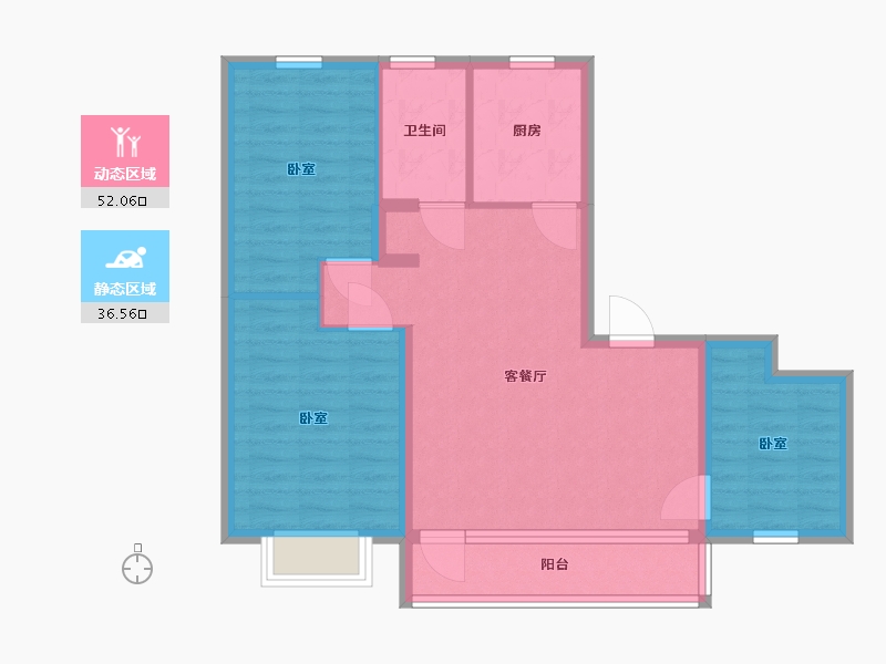 辽宁省-大连市-绿城湖畔和庐-79.00-户型库-动静分区