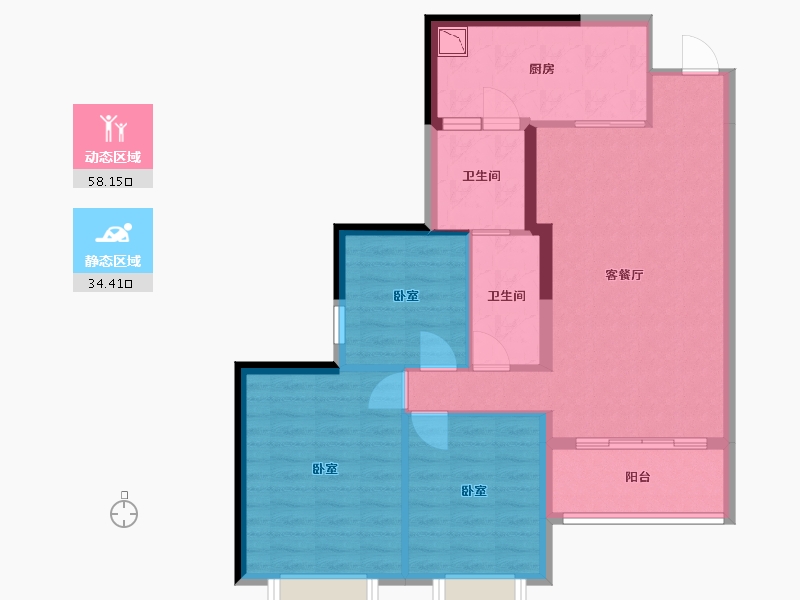 辽宁省-营口市-鑫盛家园-83.03-户型库-动静分区