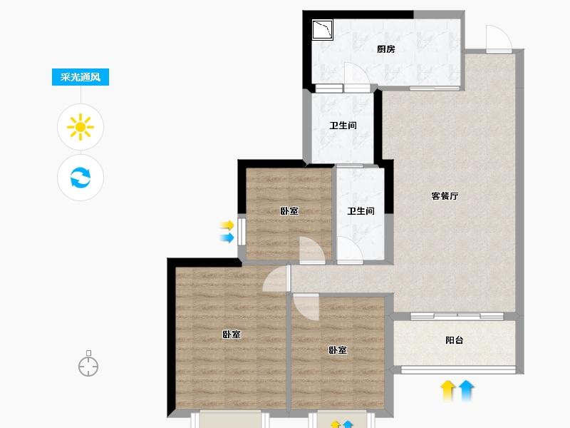 辽宁省-营口市-鑫盛家园-83.03-户型库-采光通风