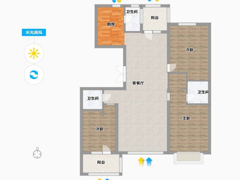 吉林省-延边朝鲜族自治州-水韵蓝天-113.60-户型库-采光通风