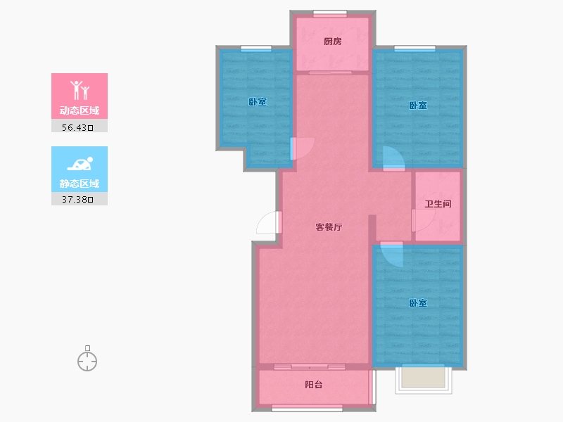 内蒙古自治区-乌兰察布市-中朵馨园-83.66-户型库-动静分区