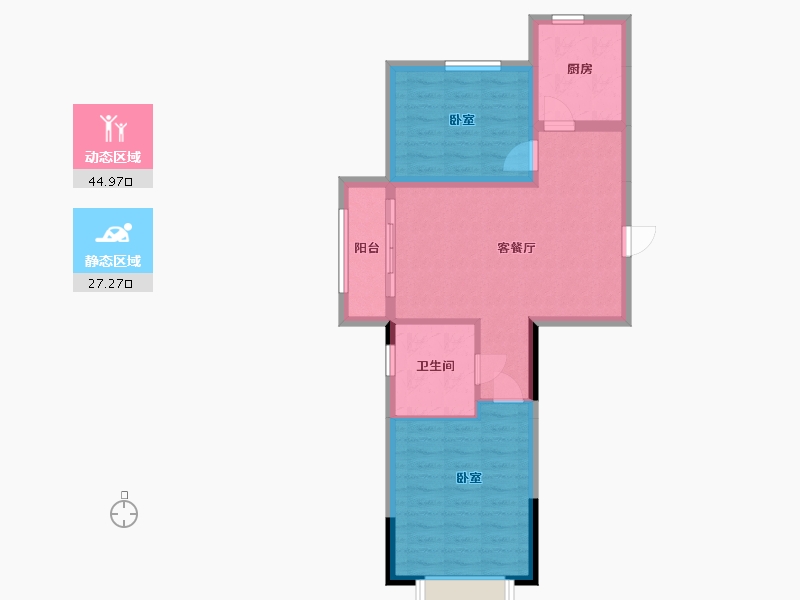 辽宁省-鞍山市-兴东领世郡-64.61-户型库-动静分区