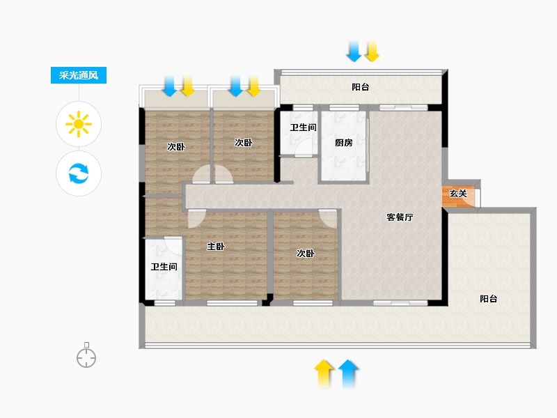 云南省-曲靖市-西城公馆-150.53-户型库-采光通风