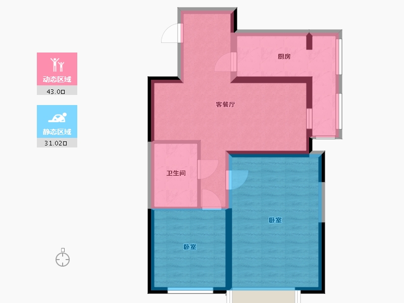 辽宁省-鞍山市-兴东领世郡-65.52-户型库-动静分区