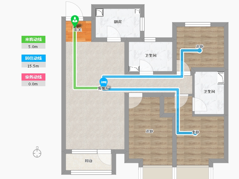 河北省-唐山市-华彩唐荣府二期-66.46-户型库-动静线