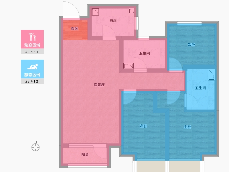 河北省-唐山市-华彩唐荣府二期-66.46-户型库-动静分区