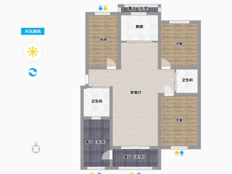 吉林省-延边朝鲜族自治州-大信丽水家邑-102.91-户型库-采光通风