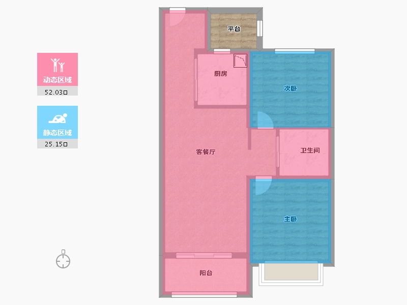 黑龙江省-哈尔滨市-中海时代公馆-72.00-户型库-动静分区