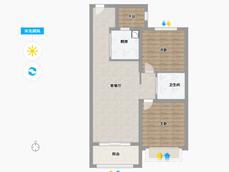 黑龙江省-哈尔滨市-中海时代公馆-72.00-户型库-采光通风