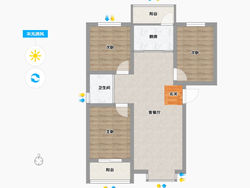 河北省-保定市-林生自然城-72.00-户型库-采光通风