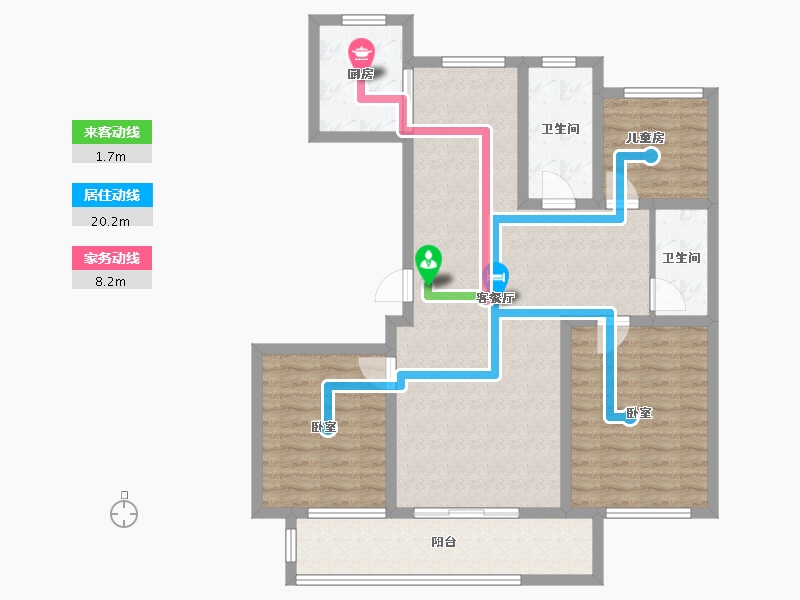 辽宁省-大连市-大连玉兰花园二期-97.45-户型库-动静线