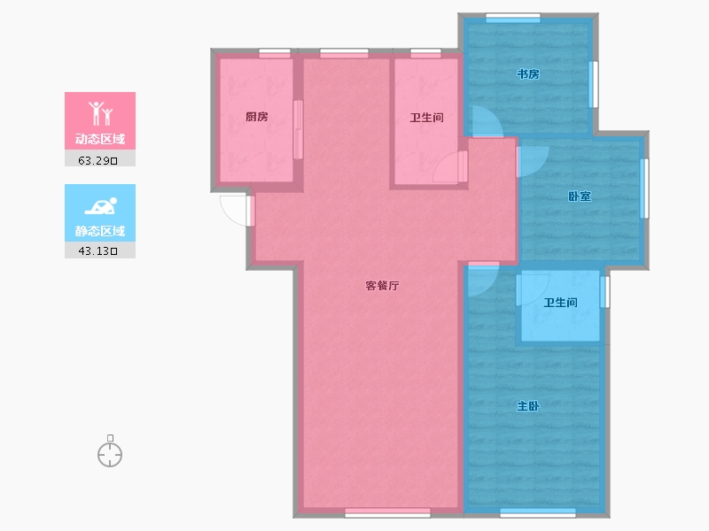 辽宁省-葫芦岛市-乾瑞·嘉山墅 │天悦-96.11-户型库-动静分区