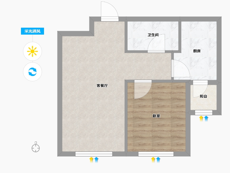 辽宁省-大连市-学府尚居三期-46.00-户型库-采光通风