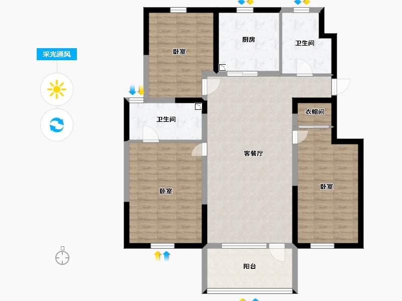 辽宁省-营口市-保利五月花-114.35-户型库-采光通风