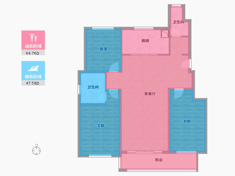 辽宁省-葫芦岛市-红海湾二期-100.96-户型库-动静分区