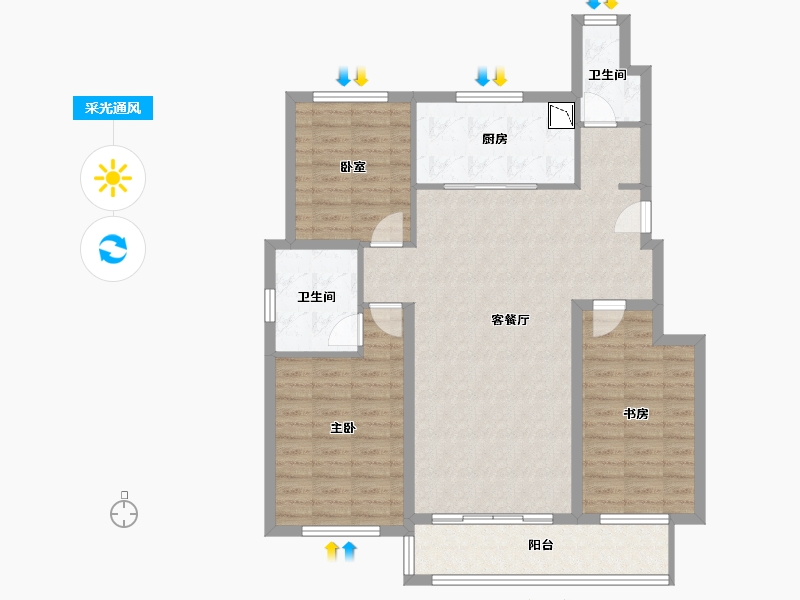 辽宁省-葫芦岛市-红海湾二期-100.96-户型库-采光通风