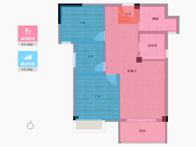 云南省-曲靖市-桐乐公园学府-72.31-户型库-动静分区