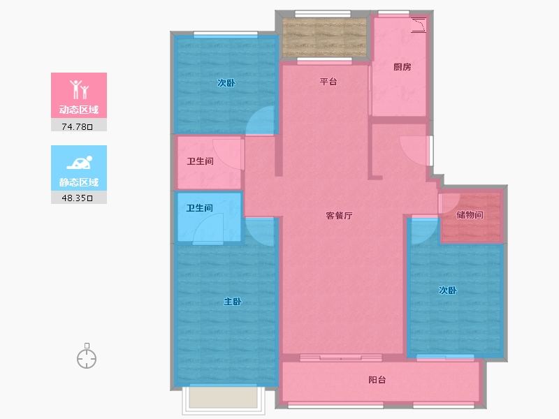 黑龙江省-哈尔滨市-中海时代公馆-115.00-户型库-动静分区