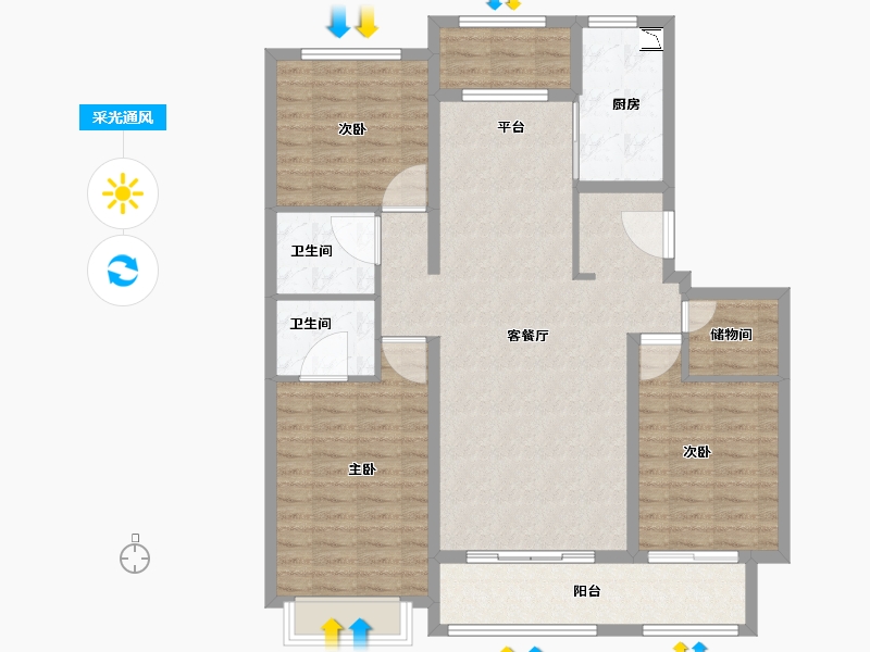 黑龙江省-哈尔滨市-中海时代公馆-115.00-户型库-采光通风