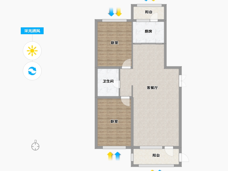 黑龙江省-佳木斯市-万公馆-103.16-户型库-采光通风