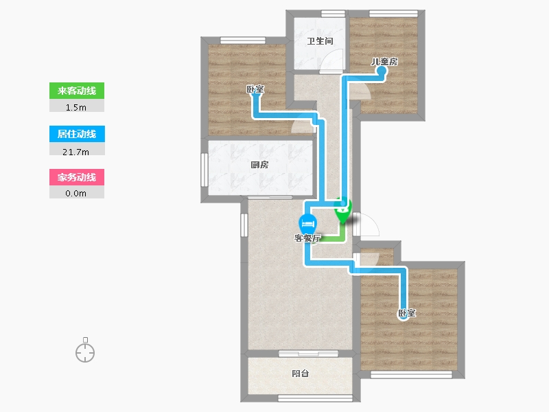 辽宁省-大连市-大连玉兰花园二期-68.37-户型库-动静线