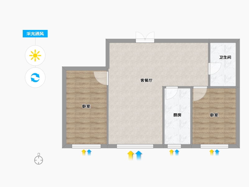 黑龙江省-佳木斯市-万公馆-65.21-户型库-采光通风