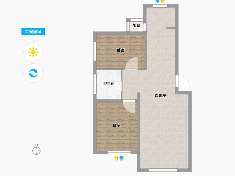 辽宁省-大连市-学府尚居三期-77.63-户型库-采光通风