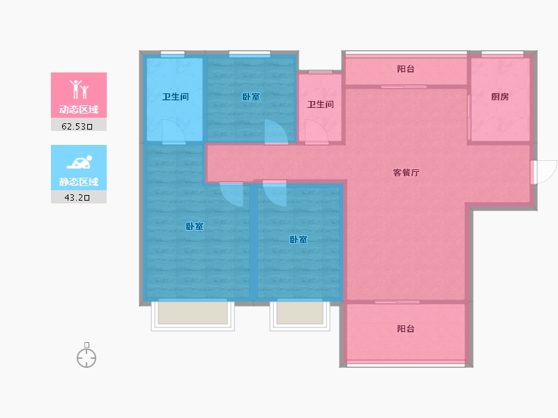 河北省-邢台市-中鼎理想城-95.58-户型库-动静分区