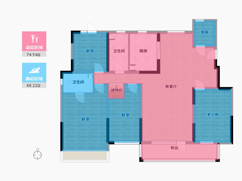 辽宁省-营口市-保利五月花-124.75-户型库-动静分区