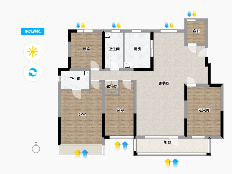 辽宁省-营口市-保利五月花-124.75-户型库-采光通风