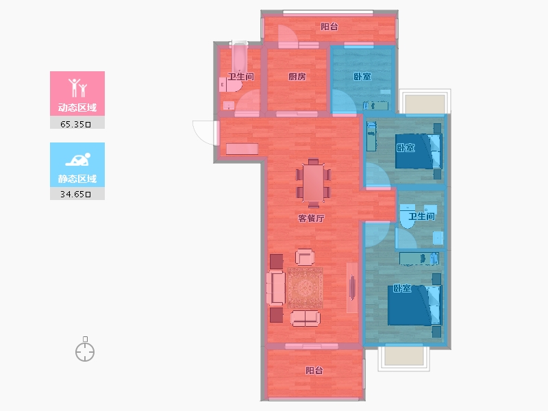 云南省-昆明市-俊发观云海-89.05-户型库-动静分区