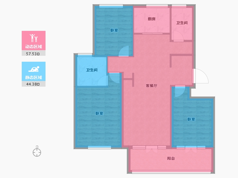 辽宁省-大连市-大连玉兰花园二期-91.18-户型库-动静分区