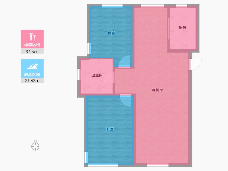 辽宁省-葫芦岛市-乾瑞·嘉山墅 │天悦-73.30-户型库-动静分区