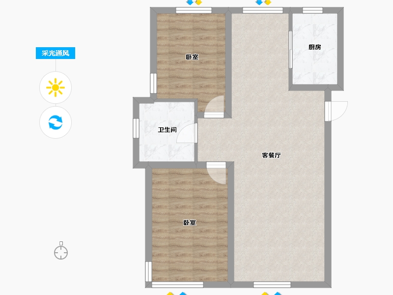 辽宁省-葫芦岛市-乾瑞·嘉山墅 │天悦-73.30-户型库-采光通风