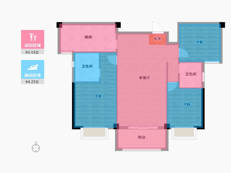 云南省-曲靖市-桐乐公园学府-95.00-户型库-动静分区