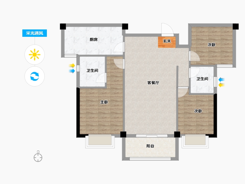 云南省-曲靖市-桐乐公园学府-95.00-户型库-采光通风