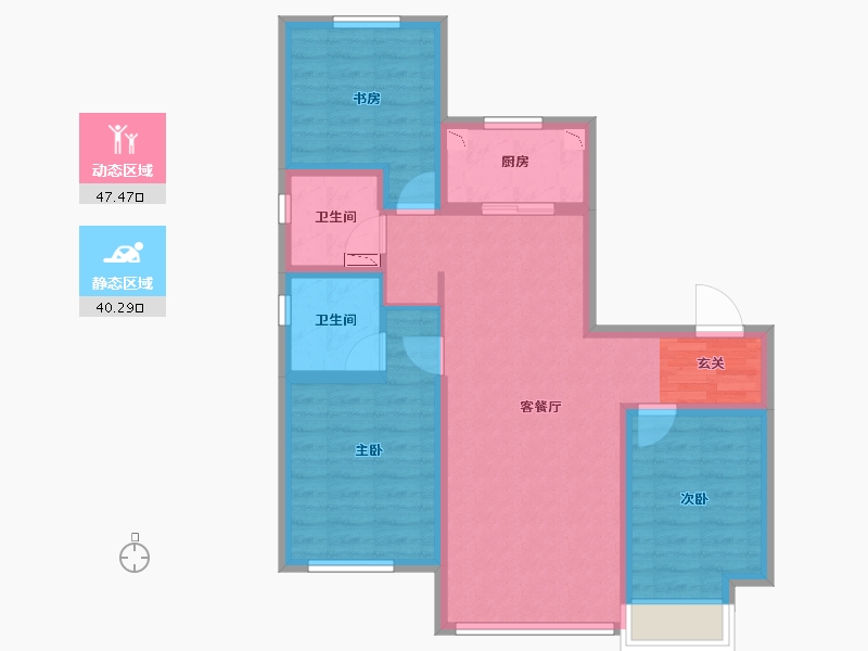 河北省-唐山市-华彩唐荣府二期-77.03-户型库-动静分区