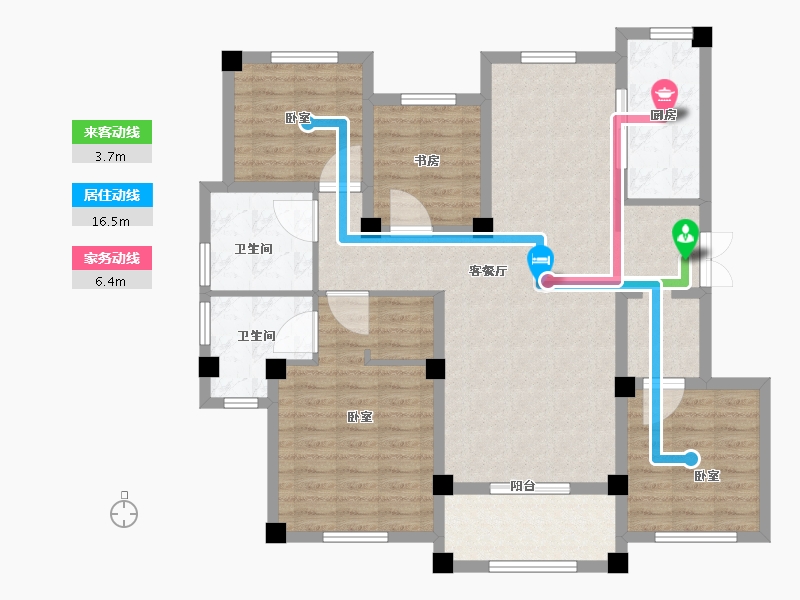 辽宁省-大连市-大连玉兰花园二期-113.01-户型库-动静线