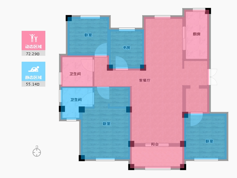 辽宁省-大连市-大连玉兰花园二期-113.01-户型库-动静分区